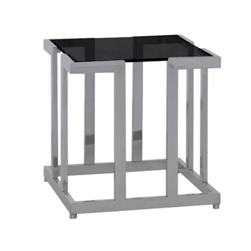 By Kohler  Side Table Leandro 60x60x55cm silver Black Glass (115478)