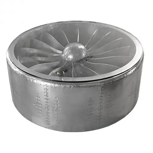  Airplane Coffee Table 128x128x42cm Propeller silver
