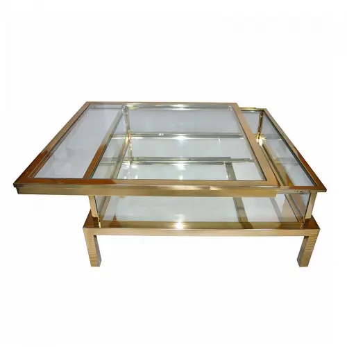  Coffee Table Marlon 100x100x40cm With Clear Glass