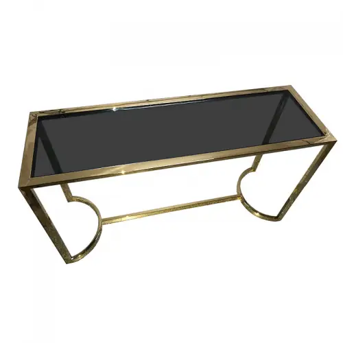  Console Table gold Manley 140x45x78cm Black Glass