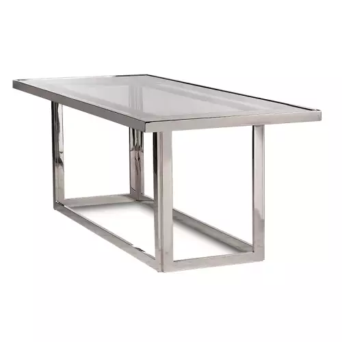  Table Brandfort 220x90x77cm SILVER  Clear Glass