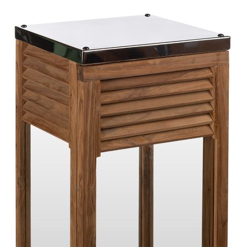 By Kohler  Lantern 30x30x80cm Louvre Medium brown wood glas silver (107891)