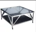  Salon Table 100x100x50cm Black Glass