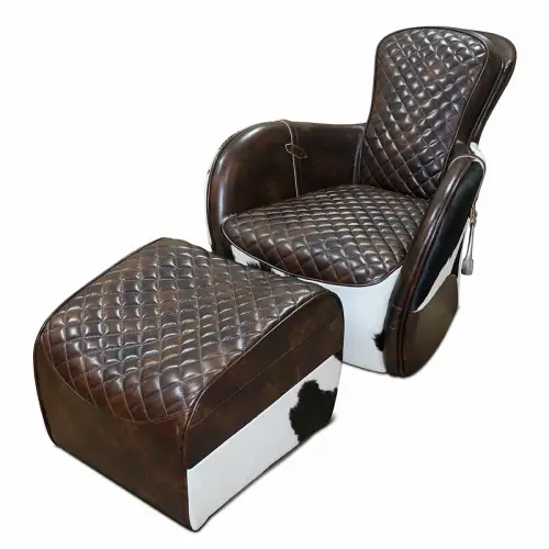 By Kohler  Trevor 1-Seater & Ottoman leather and black and white (114813)