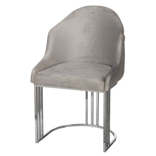  Shell arm dining chair silver legs half round