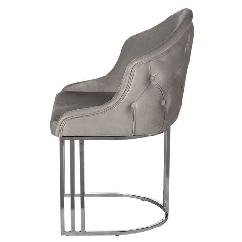 By Kohler  Shell arm dining chair silver legs half round (200319)