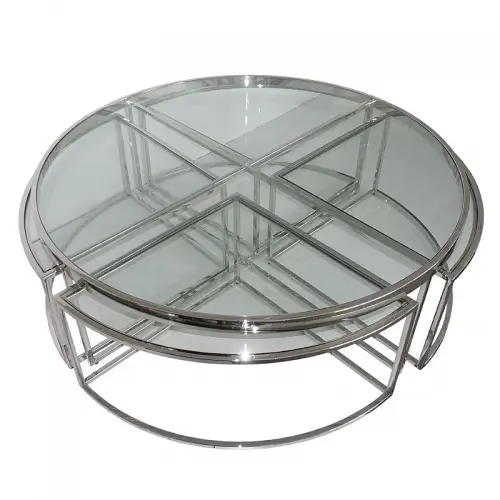 By Kohler  Table Dominic 120x120x40,5cm silver / clear Glass (114300)