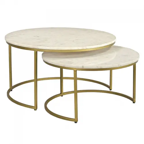 Coffee Table Ashley 77x77x42cm Stone Top (Set of 2)